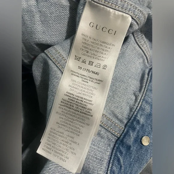 Gucci laser Double G Light Blue Denim Trucker Jacket Type 3 - Picture 9 of 9